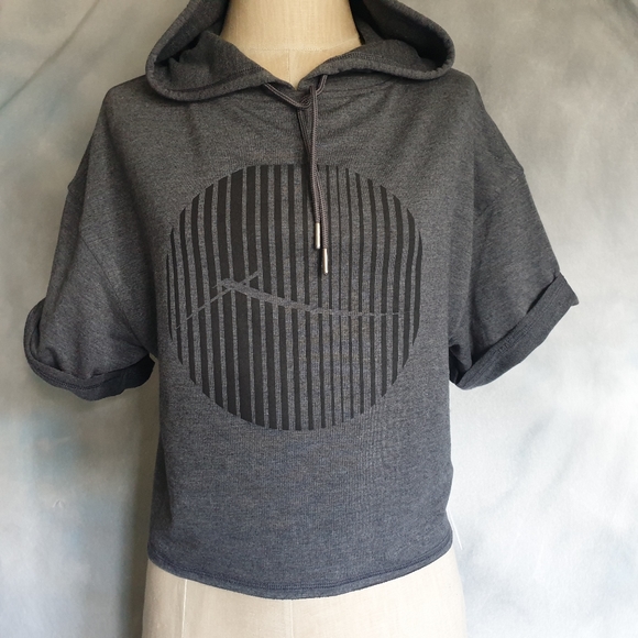 X by Gottex Wm's Grey Short Rolled Sleeve Pullover Hoodie w/ Screen Print Sz XS - Picture 16 of 16